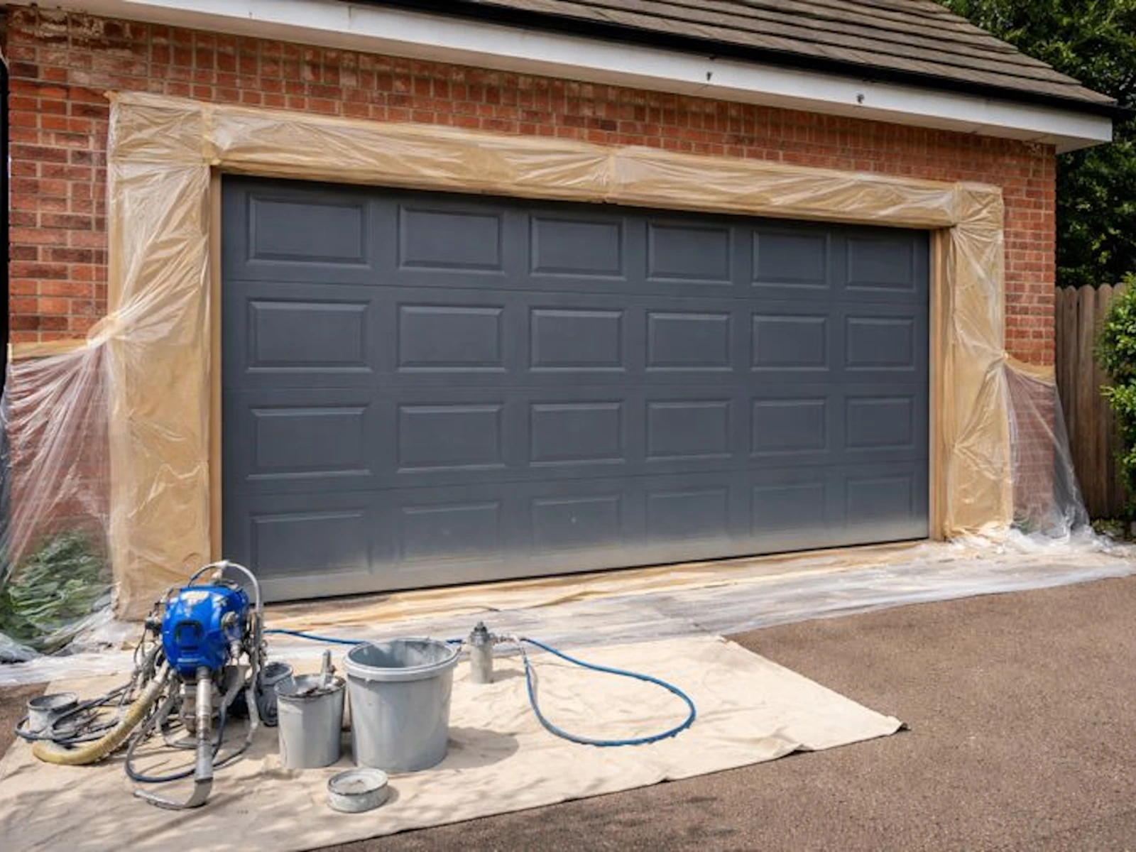 How long does it take to spray a garage door